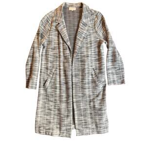 Melloday Womens Medium Longline Coatigan Black White TweedLike Open Front Jacket